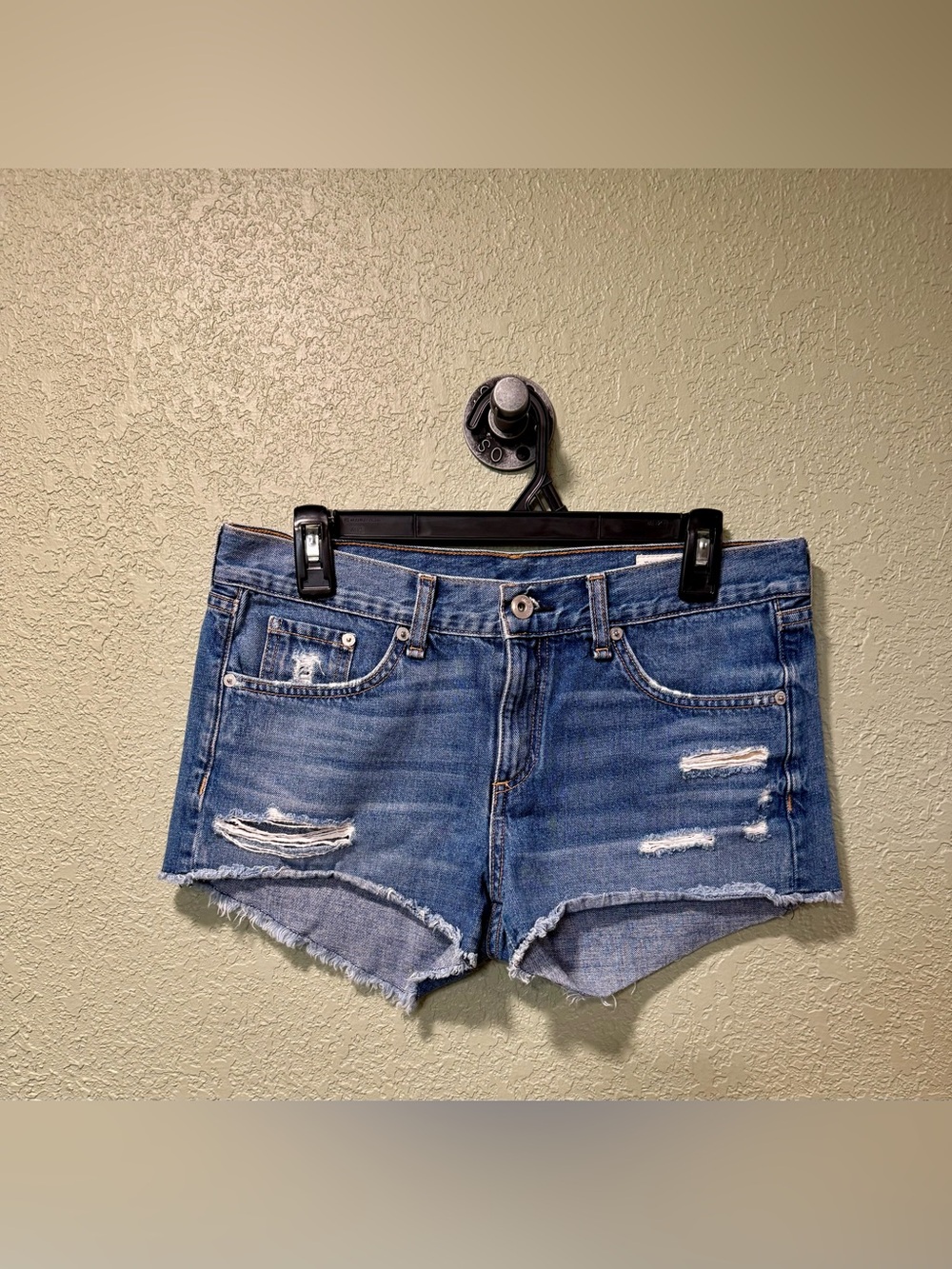 rag & bone Blue Distressed Denim Jean Shorts 27